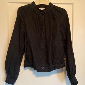 Frame small linen cropped bomber jacket